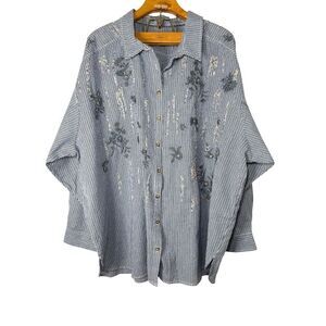 Anthropologie Pilcro Embroidered Button Down Sz: Missing